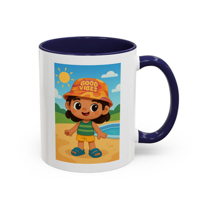 Good Vibes Beach Kid Mug — Accent Coffee Mug (11/15oz)