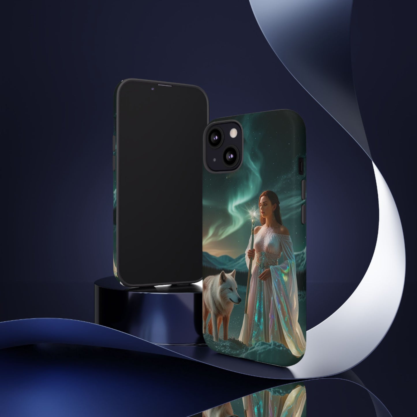 iPhone Mystic Guardian Phone Case — Aurora Wolf Woman Protective Cover