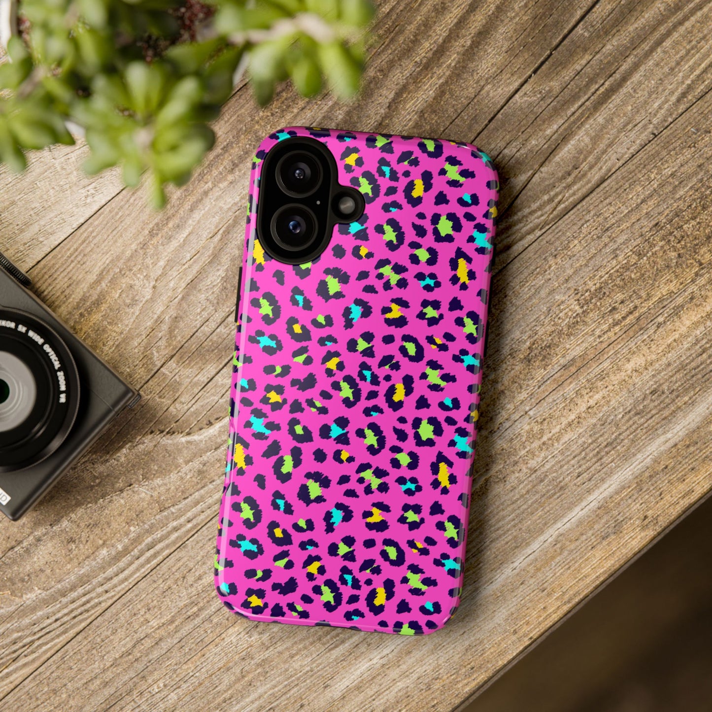 iPhone Pink Neon Leopard Phone Case — Bold Protective iPhone Cover