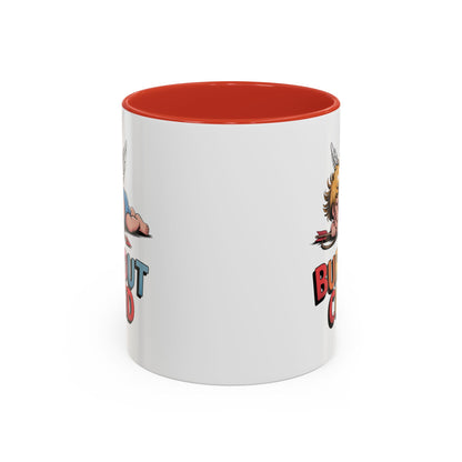 Burnout Cupid Coffee Mug — Cute Tired Cupid Accent Mug (11/15 oz)