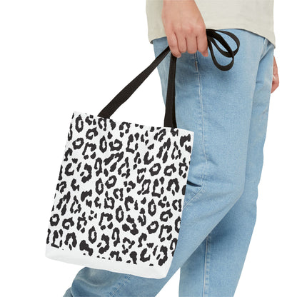 Black & White Leopard Print Tote Bag — Chic Animal-Print Tote for Everyday Use