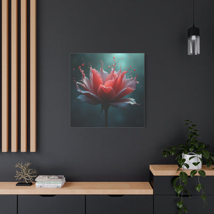 Red Lotus Matte Canvas Wall Art — Stretched 1.25" Floral Print