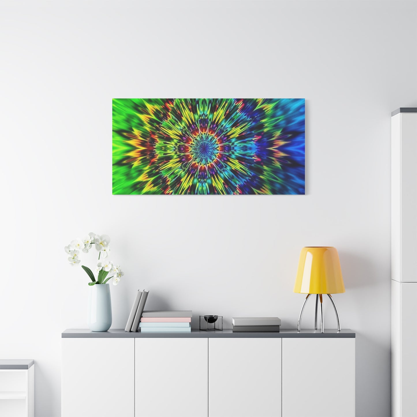 Psychedelic Kaleidoscope Matte Canvas Wall Art — Vibrant Mandala Stretched Canvas