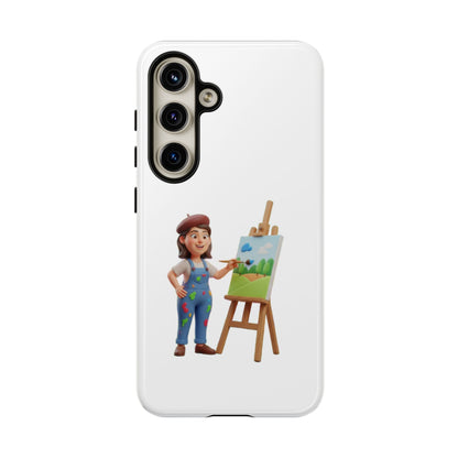 Samsung Handyhülle mit Künstlermotiv – Schutzhülle mit niedlicher Illustration einer Malerin