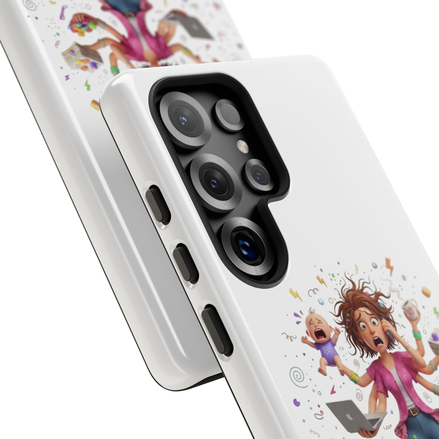 Samsung Mom Life Phone Case — Funny Juggling Mom Illustration Protective Case