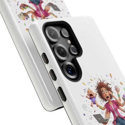 Samsung Mom Life Phone Case — Funny Juggling Mom Illustration Protective Case