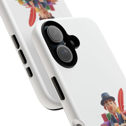 iPhone Phone Case — Cute Writer Sitting on Books with Feather Pen