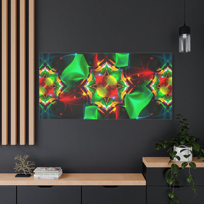 Kaleidoscope Abstract Matte Canvas Wall Art — Vibrant Green & Red Stretched Print