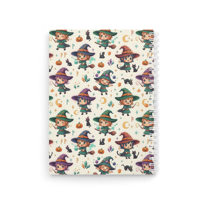 Witchy Cute Spiral Notebook — Halloween Witch Pattern Journal