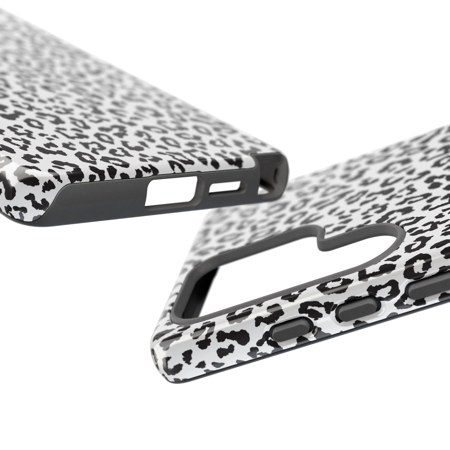Samsung Leopard Print Tough Phone Case – Black & White Animal Pattern Protective Cover