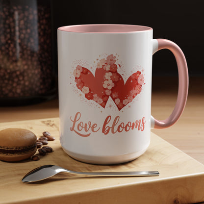 Love Blooms Accent Coffee Mug — Floral Heart 11/15oz