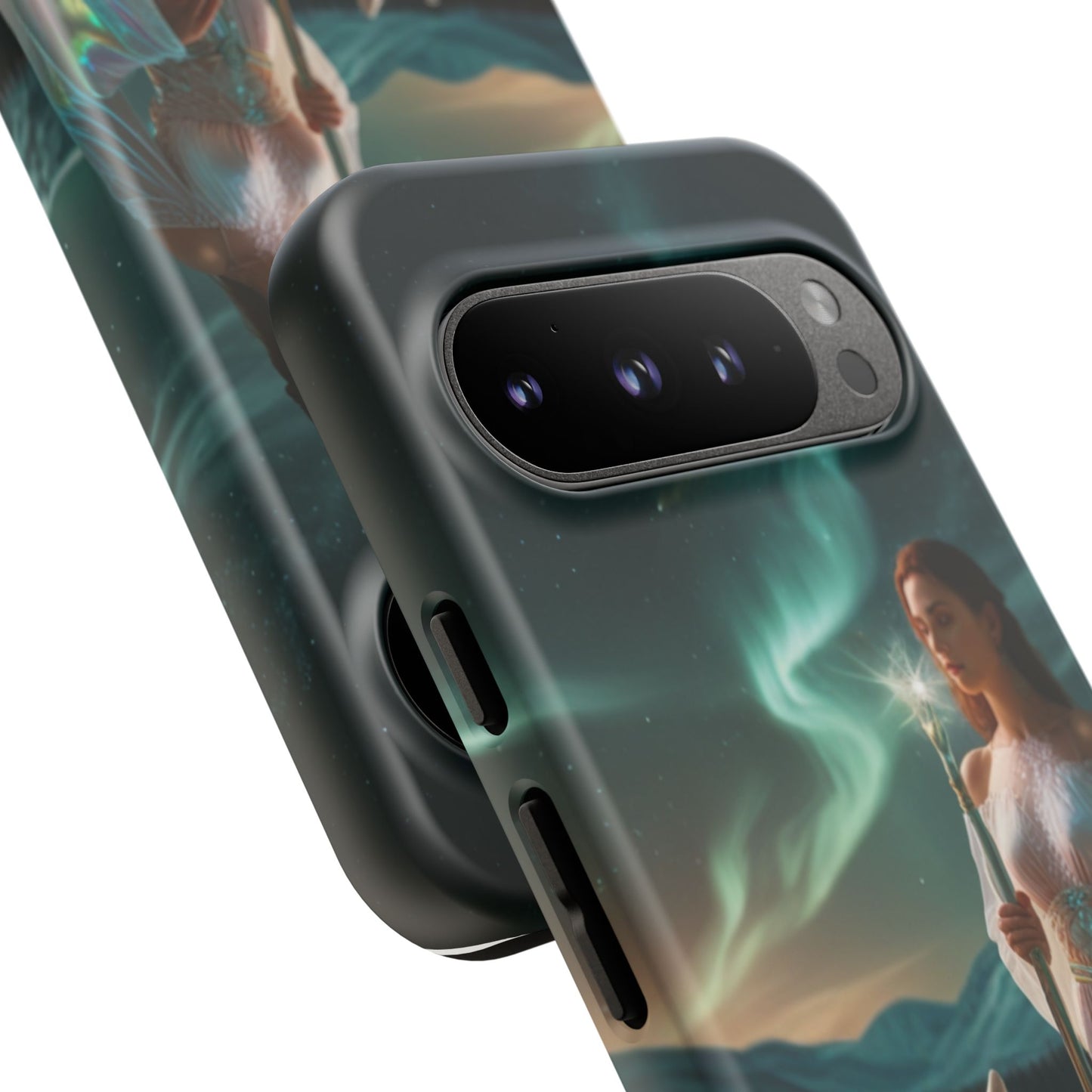 Funda para teléfono Google Aurora Guardian: armadura de fantasía de mujer y lobo