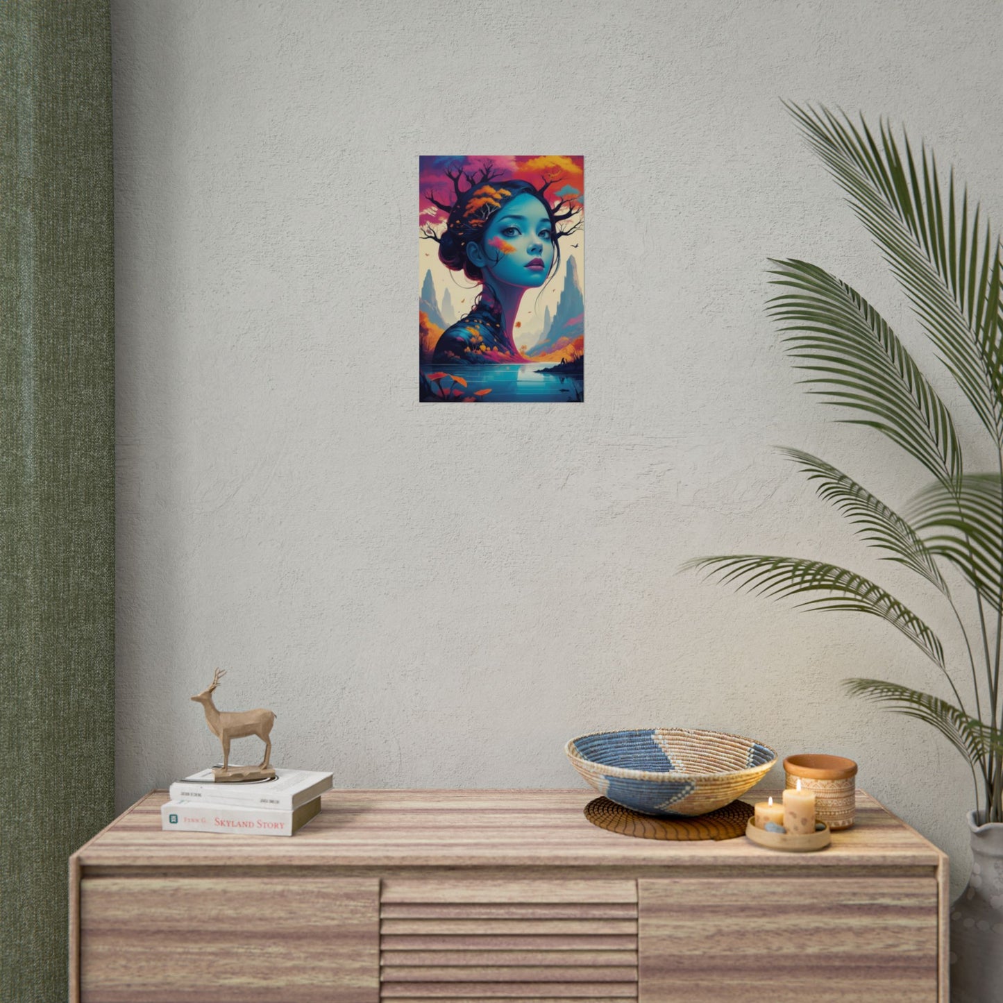 Surreal Blue Goddess Rolled Poster — Fantasy Landscape Art Print