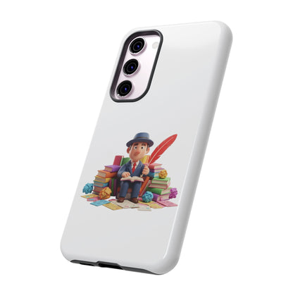 Samsung Bookworm Illustration Phone Case — Cute Scholar with Feather Pen