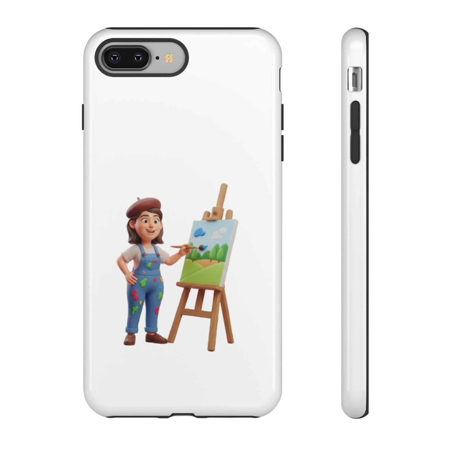 iPhone Artist Painter Phone Case — Cute Female Artist with Easel Protective iPhone Cover