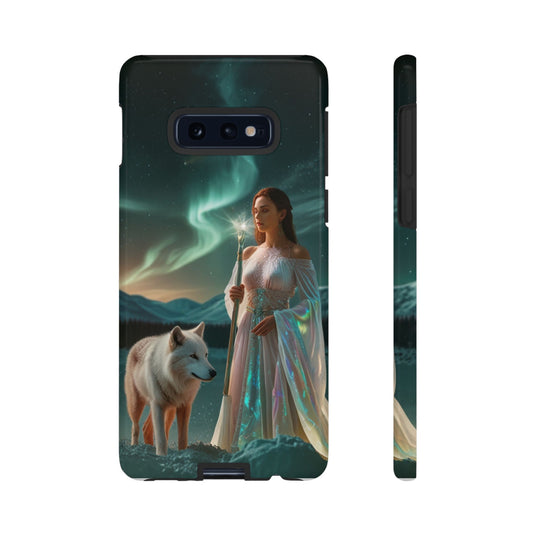 Samsung Aurora Guardian Phone Case — Mystic Woman & Wolf Magic Galaxy Protection