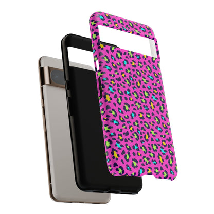 Funda resistente para teléfono Google Pink Neon Leopard: protector con estampado animal brillante