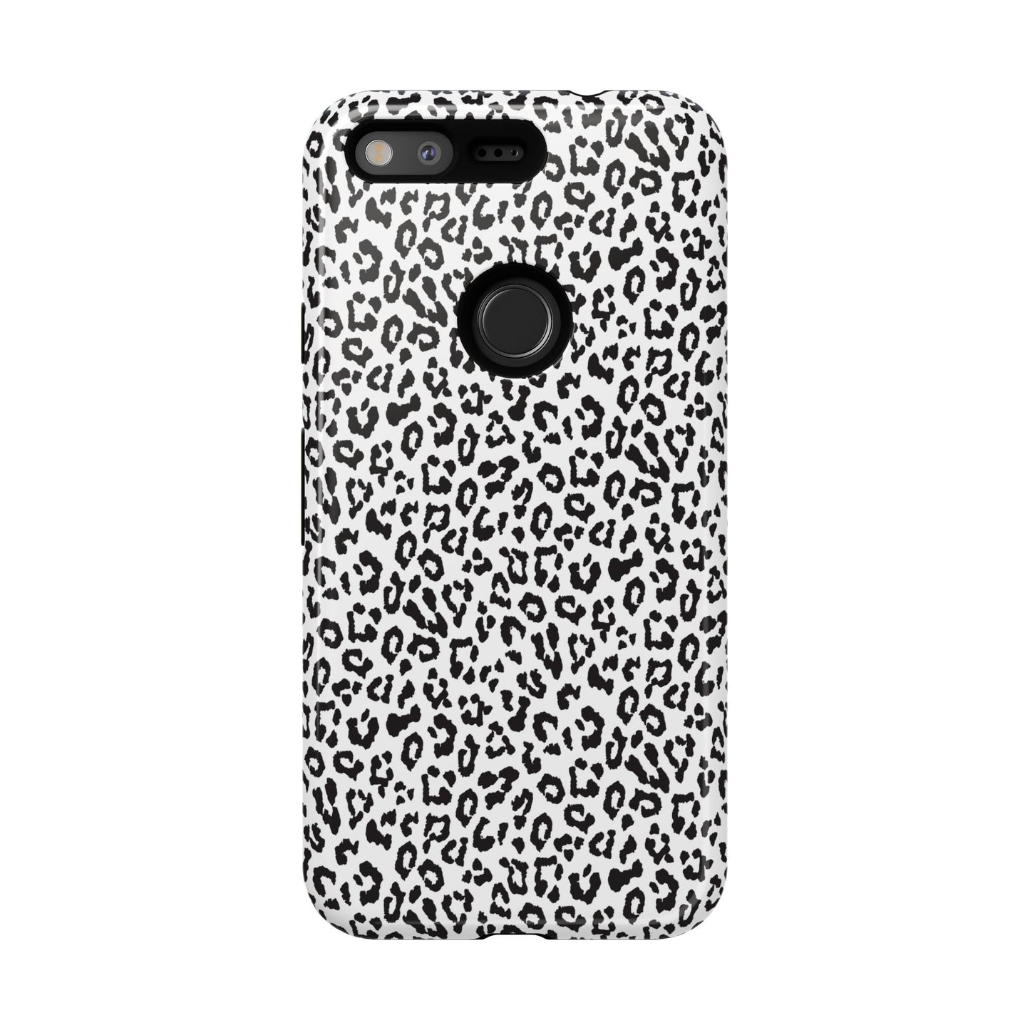 Funda para teléfono con estampado de leopardo de Google: resistente, en blanco y negro