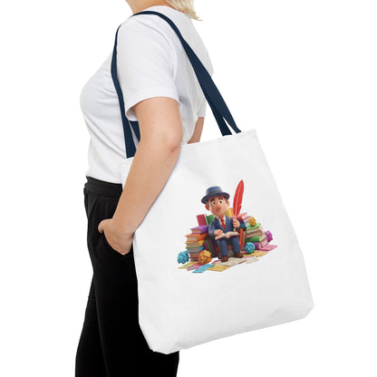 Tote — Cute Bookworm Writer Illustration Tote Bag