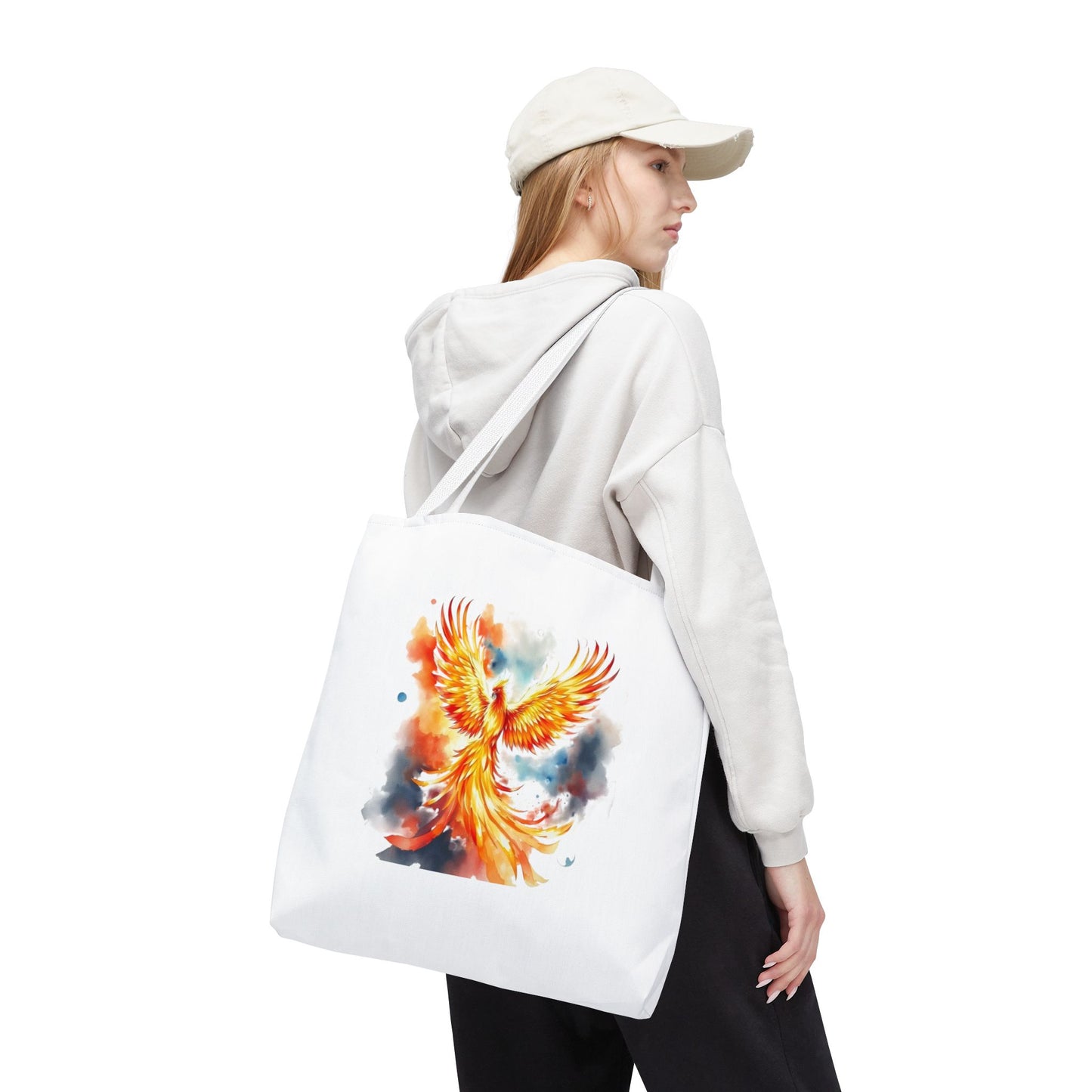 Phoenix Watercolor Tote Bag – Vibrant Rising Bird All-Over Print Tote