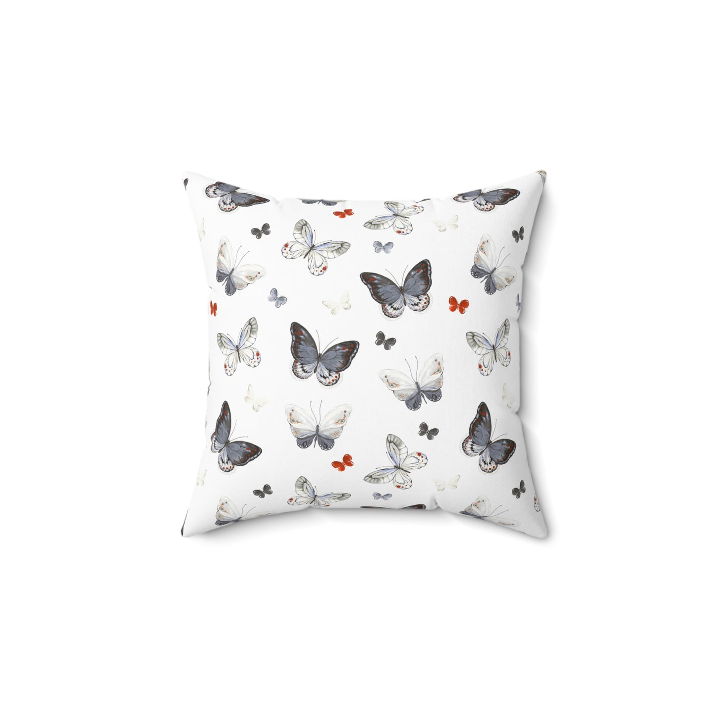 Butterfly Pattern Decorative Pillow — Neutral Gray & White Accent Throw