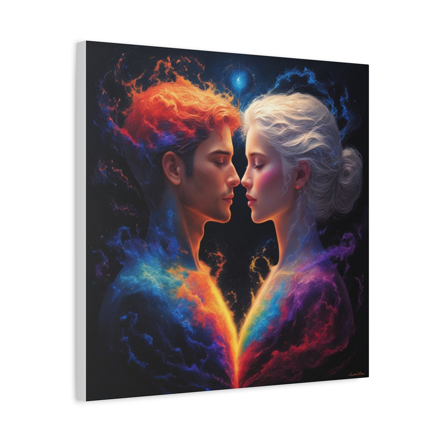 Cosmic Lovers Matte Canvas Art — Fire & Ice Romantic Wall Decor