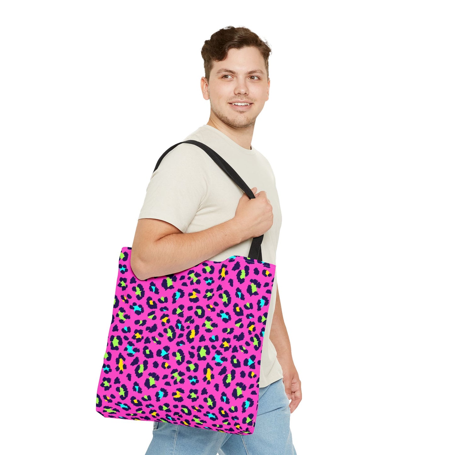 Pink Neon Leopard Print Tote Bag — Bold Animal Print Shopper