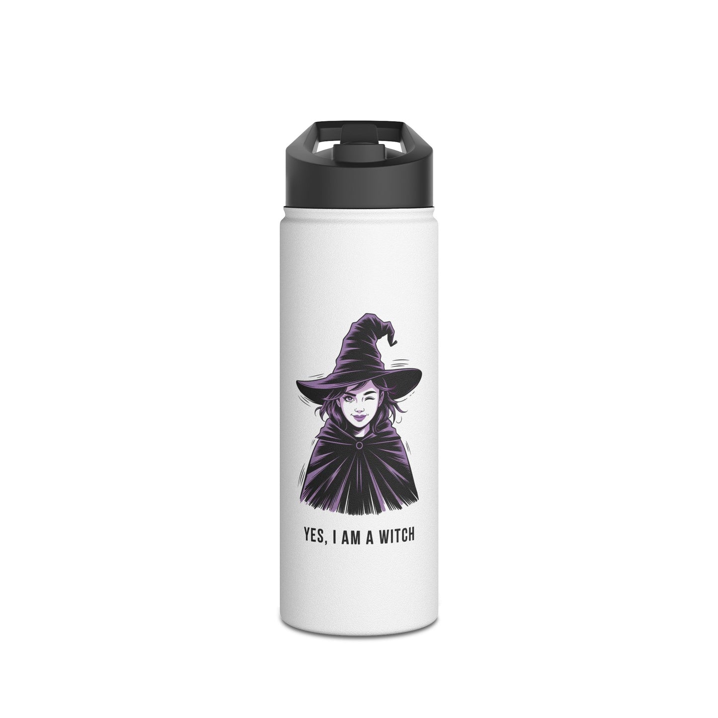Witch Illustration Water Bottle — “Yes, I Am a Witch” Stainless Steel Bottle