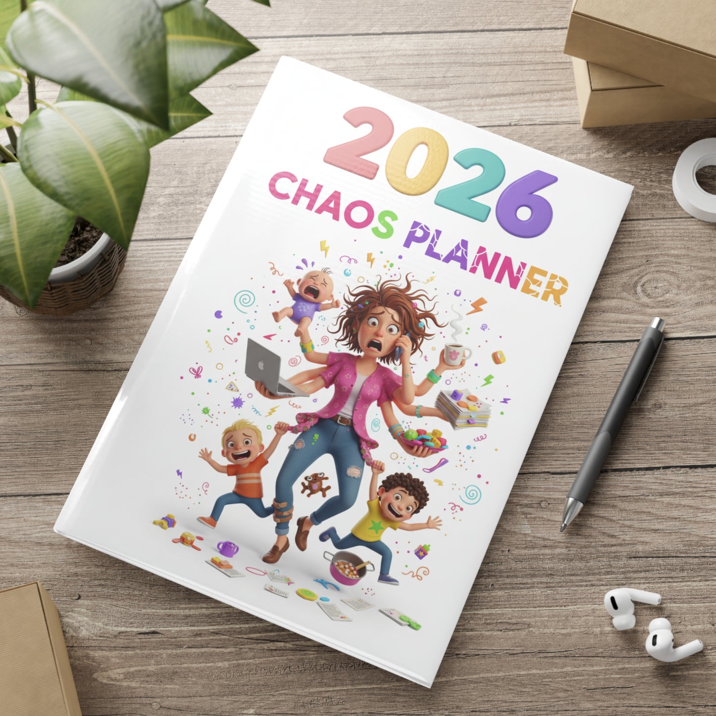 2026 Chaos Planner Hardcover Notebook — Funny Mom Daily Organizer & Family Life Planner