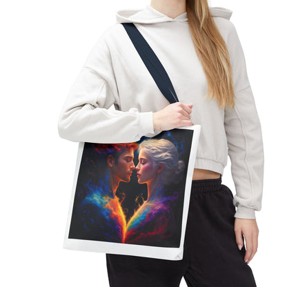 Cosmic Lovers Tote Bag — Fire & Ice Romantic Art AOP