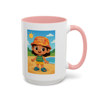 Good Vibes Beach Kid Mug — Accent Coffee Mug (11/15oz)