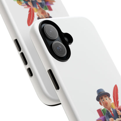 iPhone Phone Case — Cute Writer Sitting on Books with Feather Pen