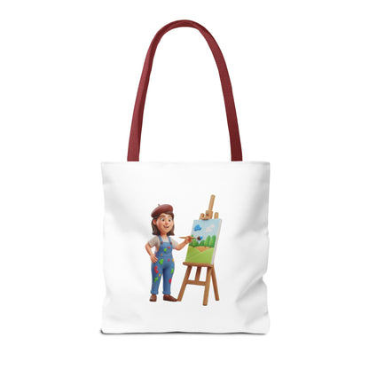 Artist Tote Bag — Painter with Easel Illustrated AOP Tote