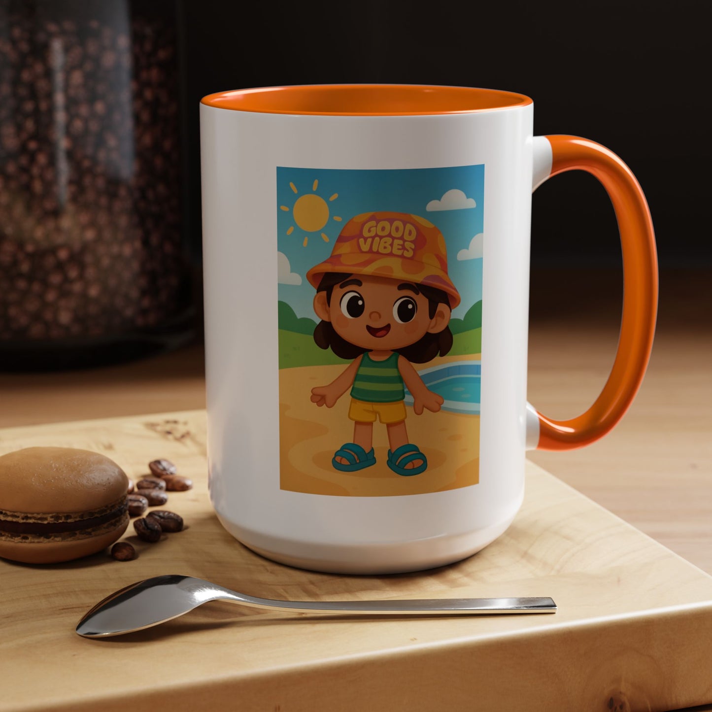 Good Vibes Beach Kid Mug — Accent Coffee Mug (11/15oz)