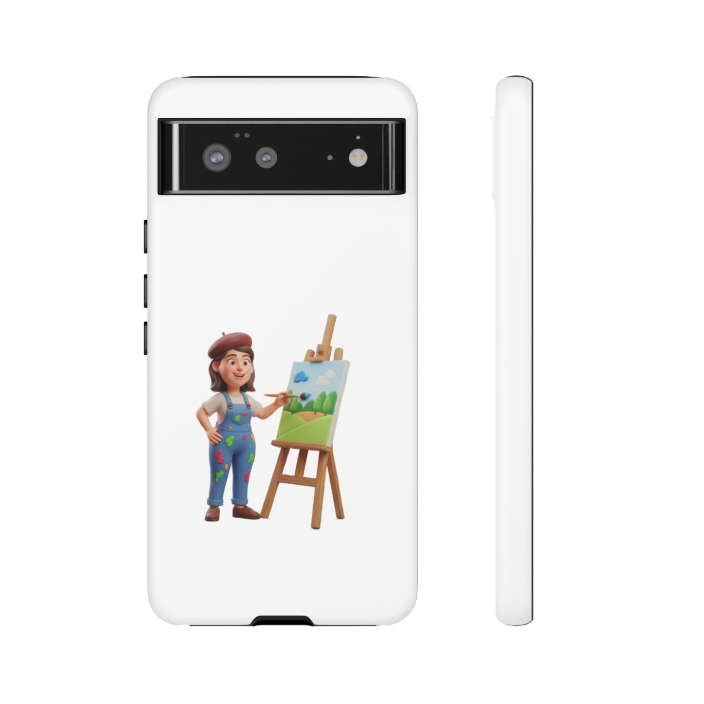 Google Artist Painting Phone Case — Cute Female Painter Illustration Phone Cover