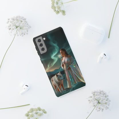 Samsung Aurora Guardian Handyhülle – Mystic Woman &amp; Wolf Magic Galaxy Schutz