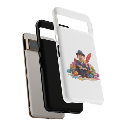Google Author's Journey Phone Case — Cute Writer Illustration, Books & Quill Protective Cover