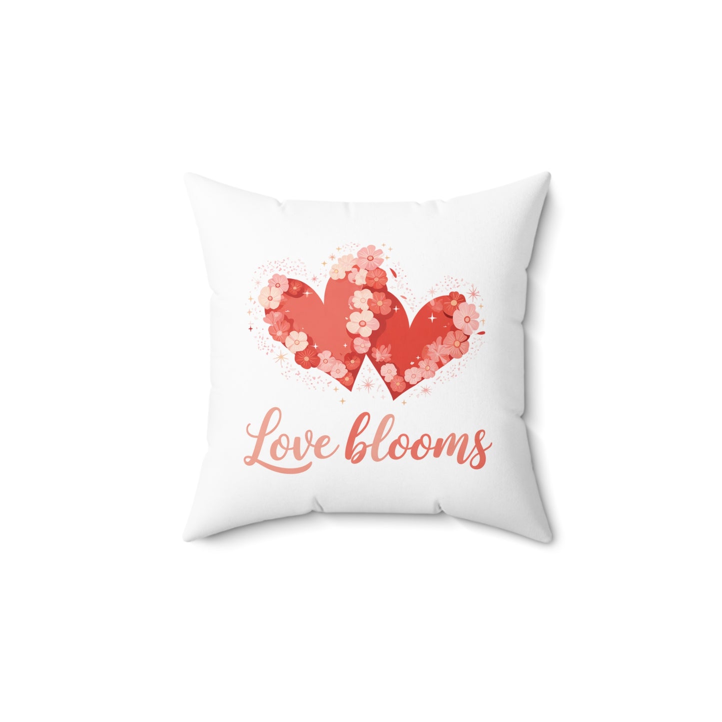 Love Blooms Floral Heart Pillow — Decorative Valentine’s Throw Pillow