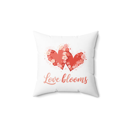 Love Blooms Floral Heart Pillow — Decorative Valentine’s Throw Pillow