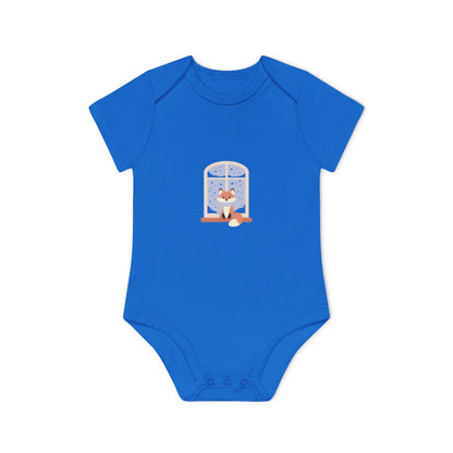 Baby Bodysuit — Cozy Fox by the Window Organic Short Sleeve Baby Onesie