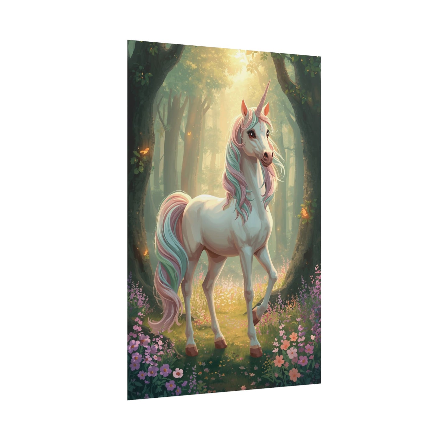 Unicorn Forest Poster — Magical Pastel Unicorn Wall Art