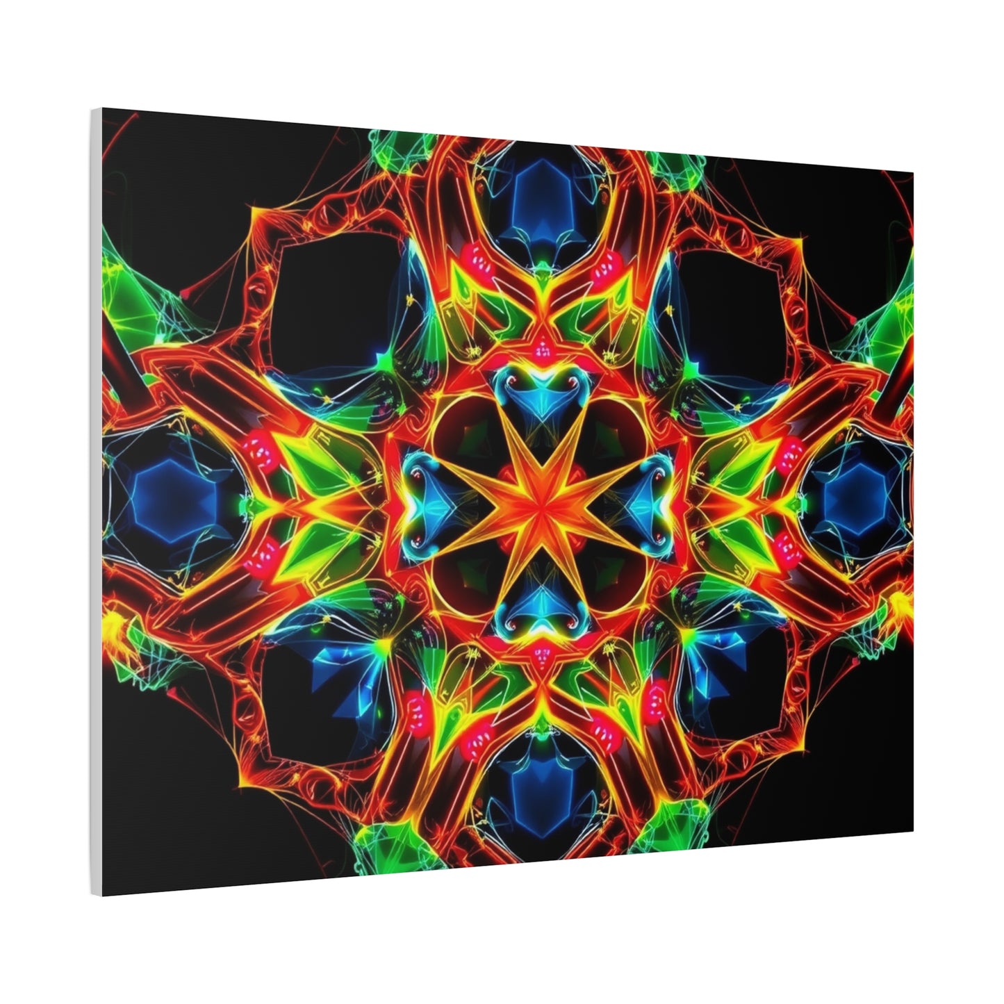 Kaleidoscope Neon Mandala Matte Canvas