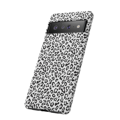 Funda para teléfono con estampado de leopardo de Google: resistente, en blanco y negro