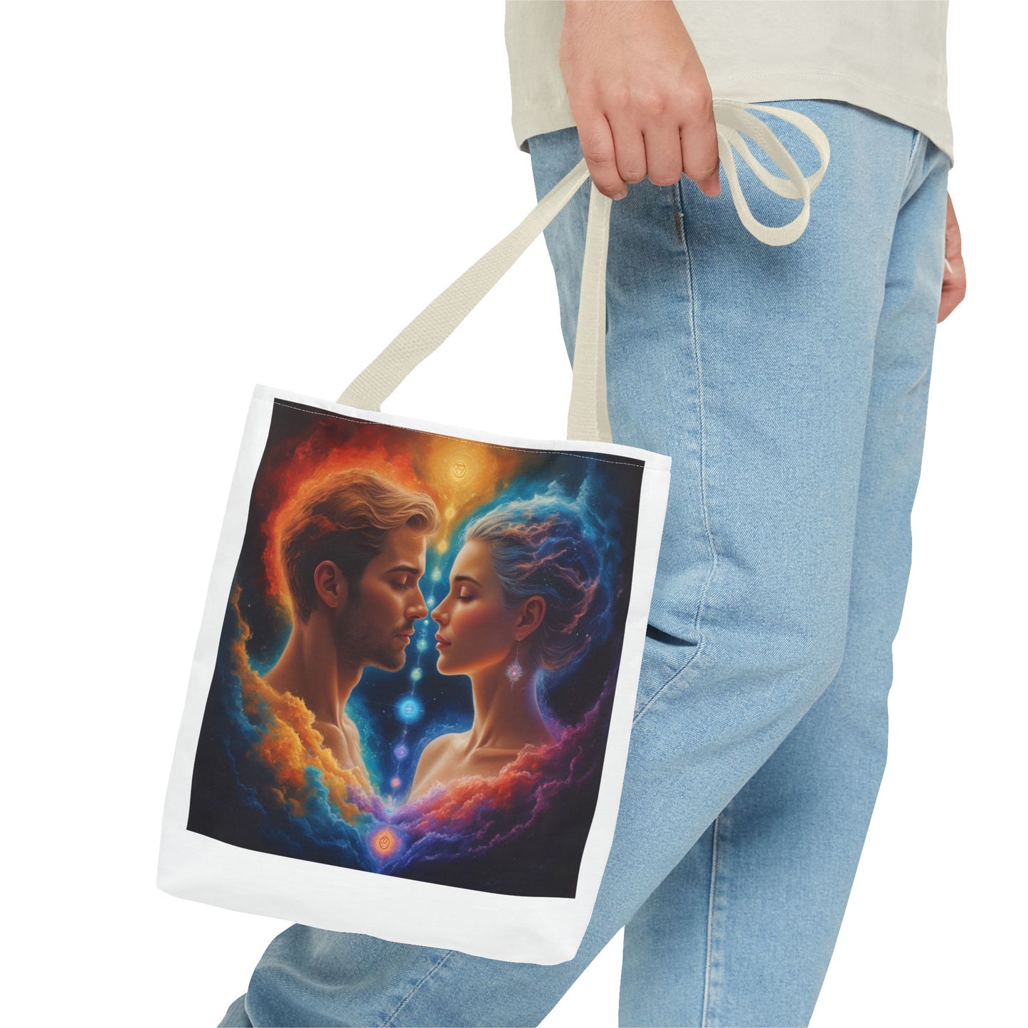 Mystic Soulmates Tote Bag — Celestial Couple Art AOP Tote