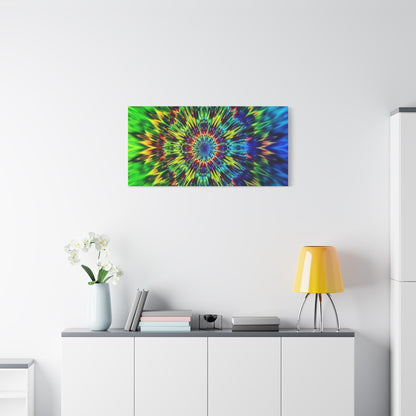 Psychedelic Kaleidoscope Matte Canvas Wall Art — Vibrant Mandala Stretched Canvas