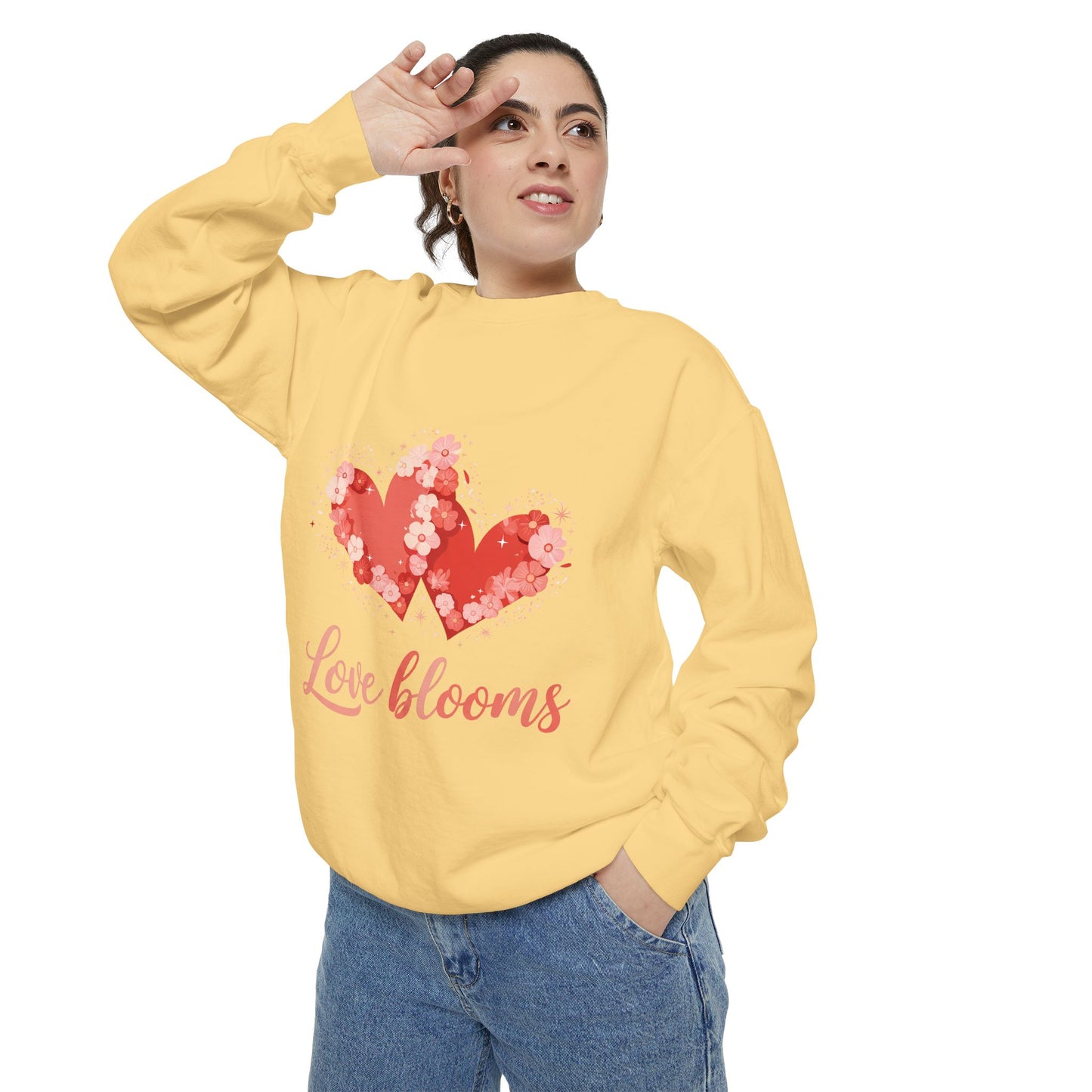 Love Blooms Heart Sweatshirt — Floral Valentine Pullover