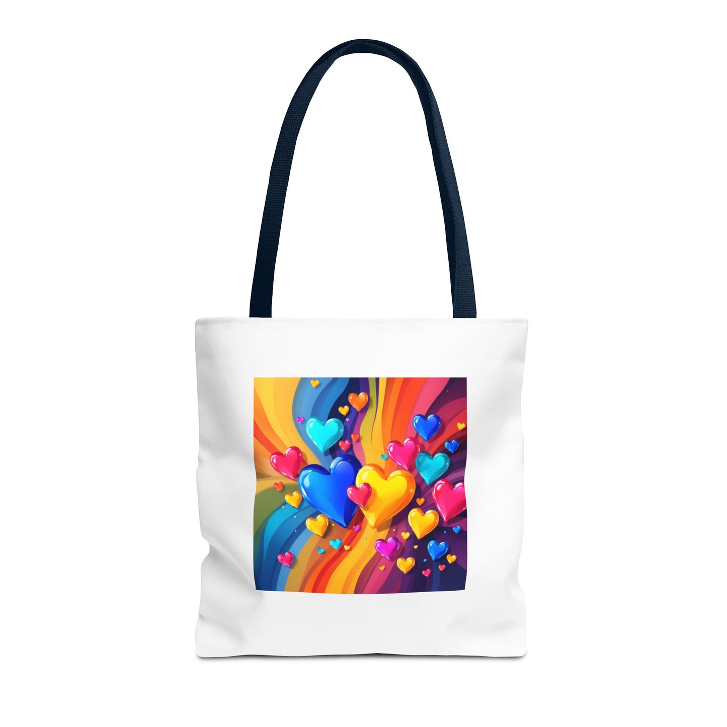 Colorful Heart Burst Tote Bag — Rainbow Love All-Over Print