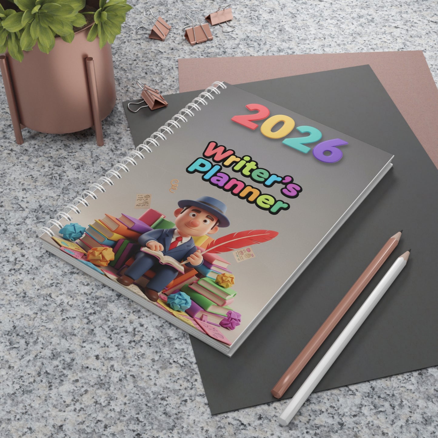 2026 Writer's Planner Spiral Notebook — Creative Writing Journal & Daily Planner