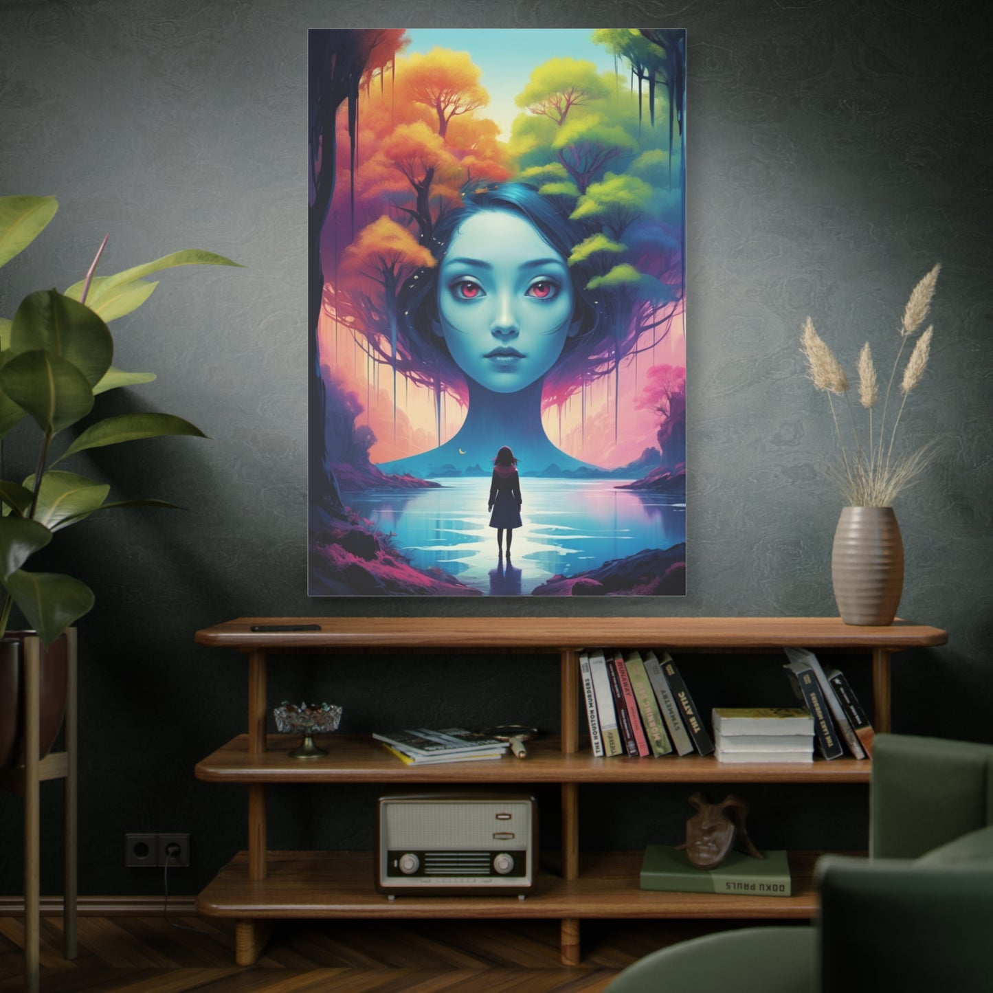 Surreal Blue Muse Canvas Art — Matte Stretched Wall Decor
