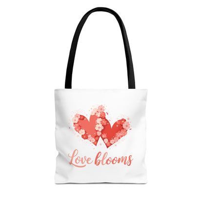 Love Blooms Heart Tote Bag — Floral Valentine Canvas Tote